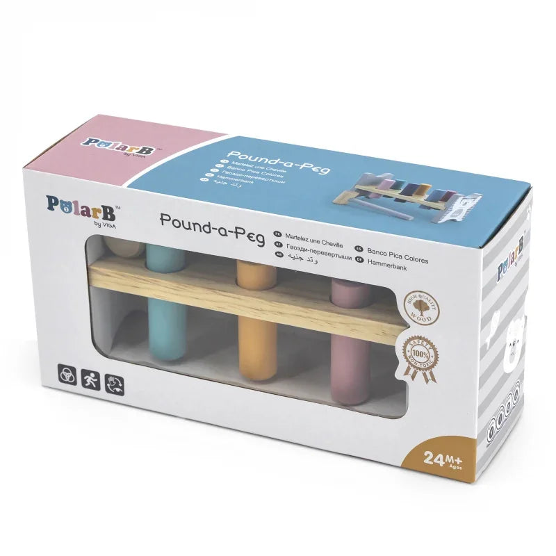 Viga Drewniana Ławeczka Przebijanka Wbijanka z Młotkiem - PolarB Montessori - zabawki-dla-dziewczynki