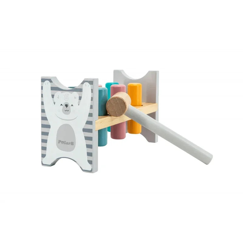 Viga Drewniana Ławeczka Przebijanka Wbijanka z Młotkiem - PolarB Montessori - zabawki-dla-dziewczynki