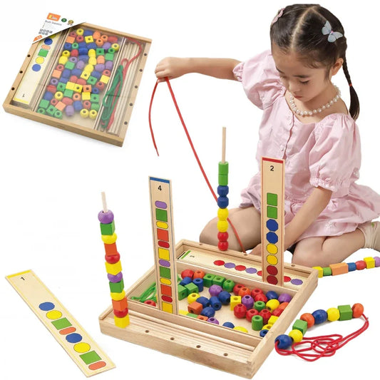 Drewniane koraliki Montessori VIGA dla dzieci - zabawki-dla-dziewczynki