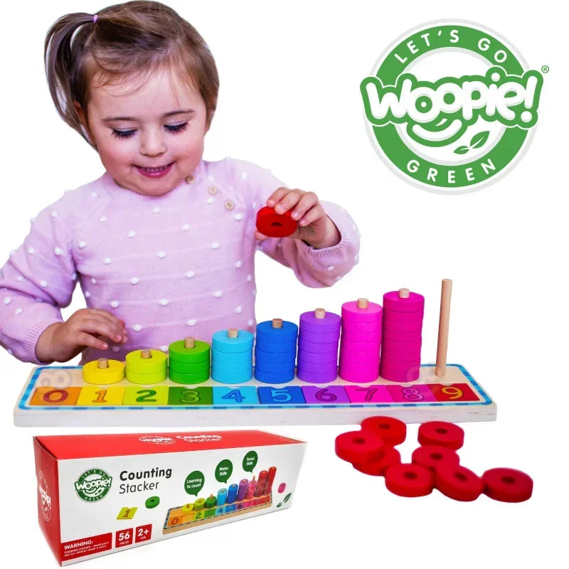 WOOPIE GREEN Układanka Nauka Liczenia i Kolorów Montessori 56 el. - zabawki-dla-dziewczynki