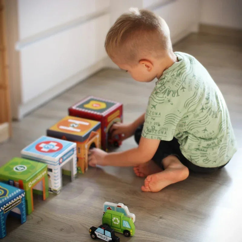 WOOPIE GREEN Układanka Miasto pojazdy i figurki edukacyjna zabawka - zabawki-dla-dziewczynki