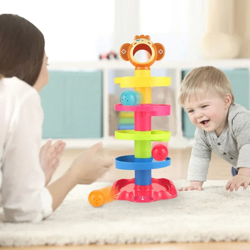 WOOPIE BABY Kulodrom Tor Kulkowy Zestaw Spirala z 3 kulkami - zabawki-dla-dziewczynki