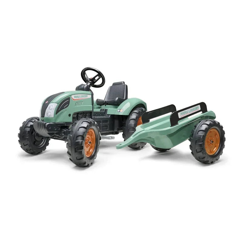 FALK Traktor Lander Zielony na Pedały z Przyczepką od 3 Lat - zabawki-dla-dziewczynki