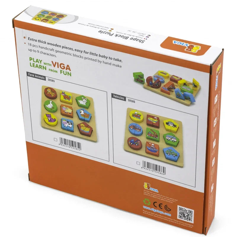 Puzzle Edukacyjne Drewniane Viga Zwierzęta - zabawki-dla-dziewczynki