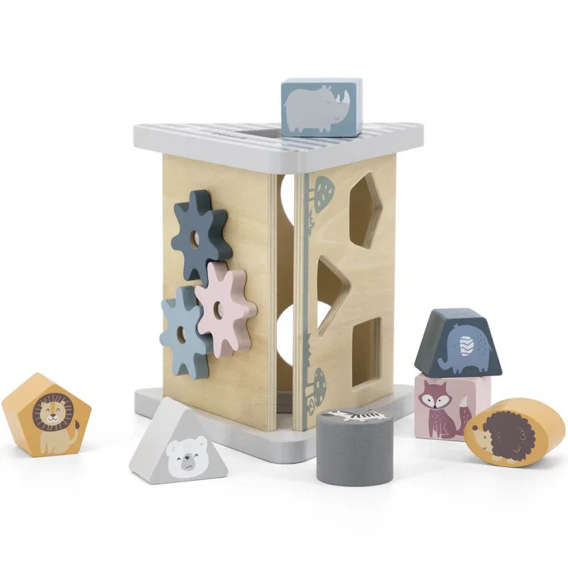 Viga PolarB Drewniany sorter z klockami piramida Układanka - zabawki-dla-dziewczynki