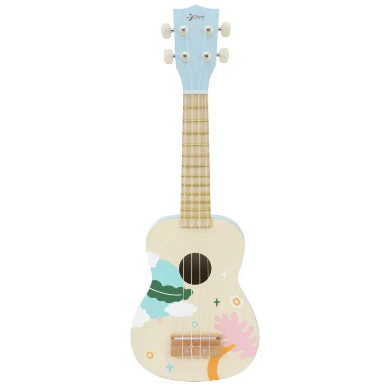 Drewniane ukulele Classic World dla dzieci w kolorze niebieskim - zabawki-dla-dziewczynki