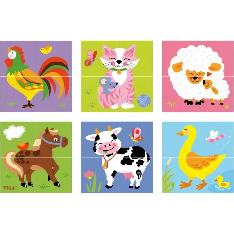Drewniane puzzle Viga Toys farma dla dzieci - zabawki-dla-dziewczynki