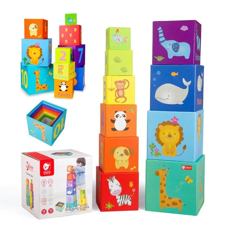 CLASSIC WORLD Magic Box Klocki Układanka Wieża Pudełko Zabawka Edukacyjna - zabawki-dla-dziewczynki