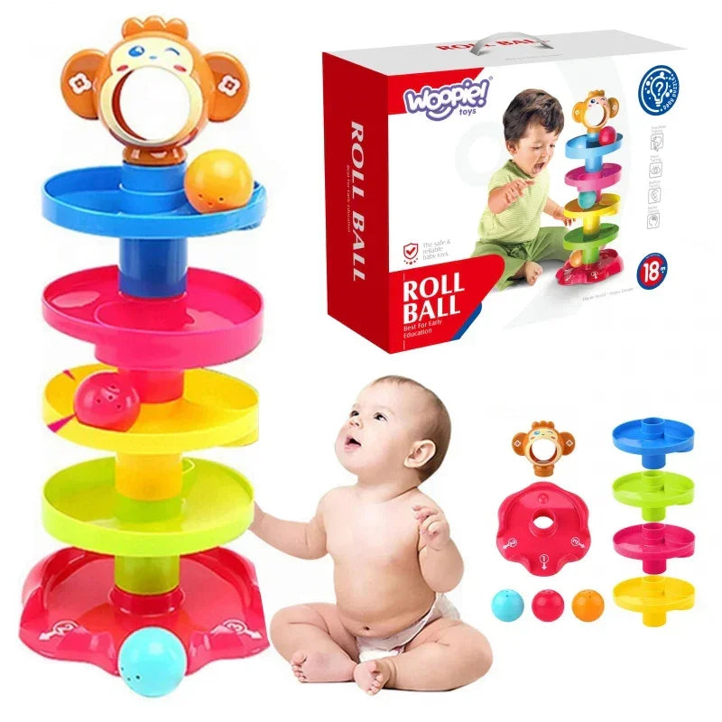 WOOPIE BABY Kulodrom Tor Kulkowy Zestaw Spirala + 3 Kulki - zabawki-dla-dziewczynki