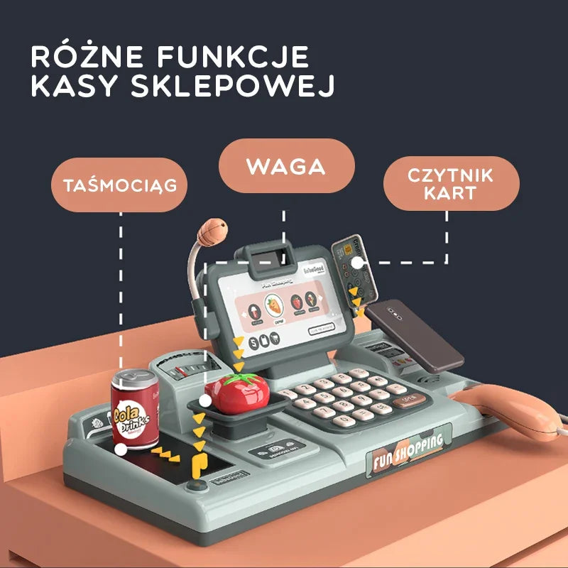 WOOPIE Kasa Sklepowa Dla Dzieci Skaner Waga Mikrofon + 25 Akcesoriów - zabawki-dla-dziewczynki