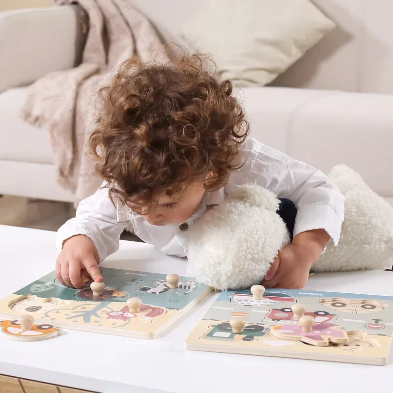 VIGA PolarB Drewniane Puzzle Zwierzęta z Pinezkami zabawka rozwojowa - zabawki-dla-dziewczynki