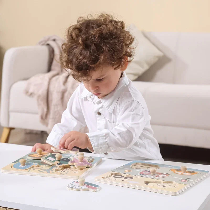 Puzzle drewniane VIGA PolarB Zwierzęta uchwyty dla małych rączek - zabawki-dla-dziewczynki