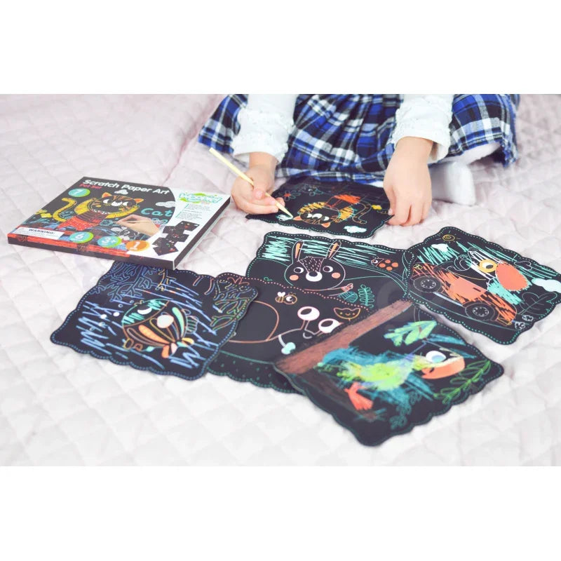 WOOPIE ART&FUN Zestaw Kreatywny Wydrapywanki dla Dzieci 7 el. - zabawki-dla-dziewczynki