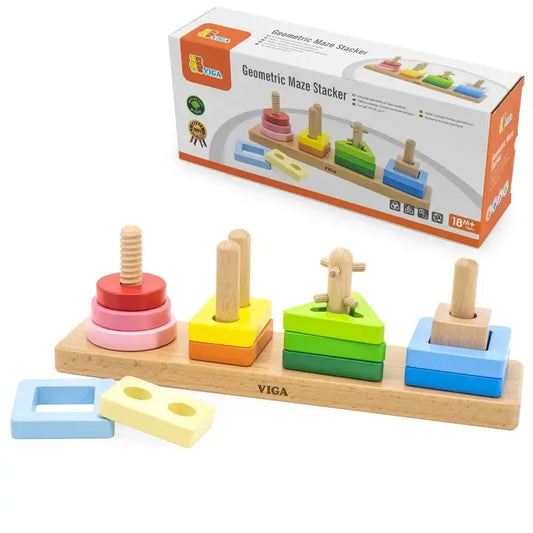 VIGA drewniany geometryczny sorter labirynt dla dzieci - zabawki-dla-dziewczynki