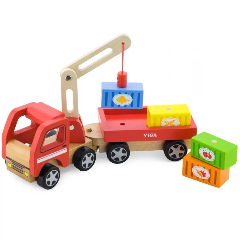 Viga Toys dźwig drewniany z kontenerami dla dzieci - zabawki-dla-dziewczynki