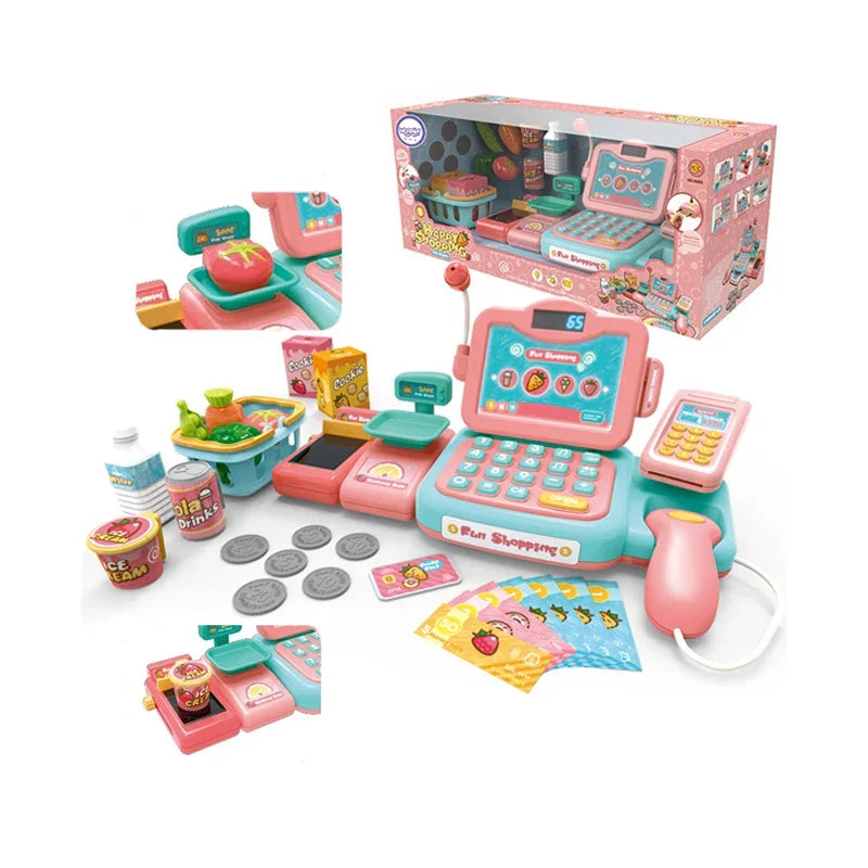 WOOPIE Kasa Sklepowa Dla Dzieci Skaner Waga Mikrofon + 24 Akc. - zabawki-dla-dziewczynki