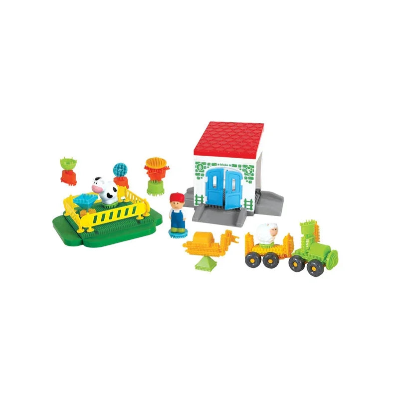 MOCHTOYS Klocki Jeżyki Pin Bricks FARMA w Kartonie 100 el. + 3 Figurki - zabawki-dla-dziewczynki