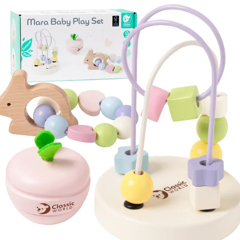 CLASSIC WORLD Pastelowy Zestaw Motoryczny dla Niemowląt Box Pierwsze Zabawki od Urodzenia - zabawki-dla-dziewczynki