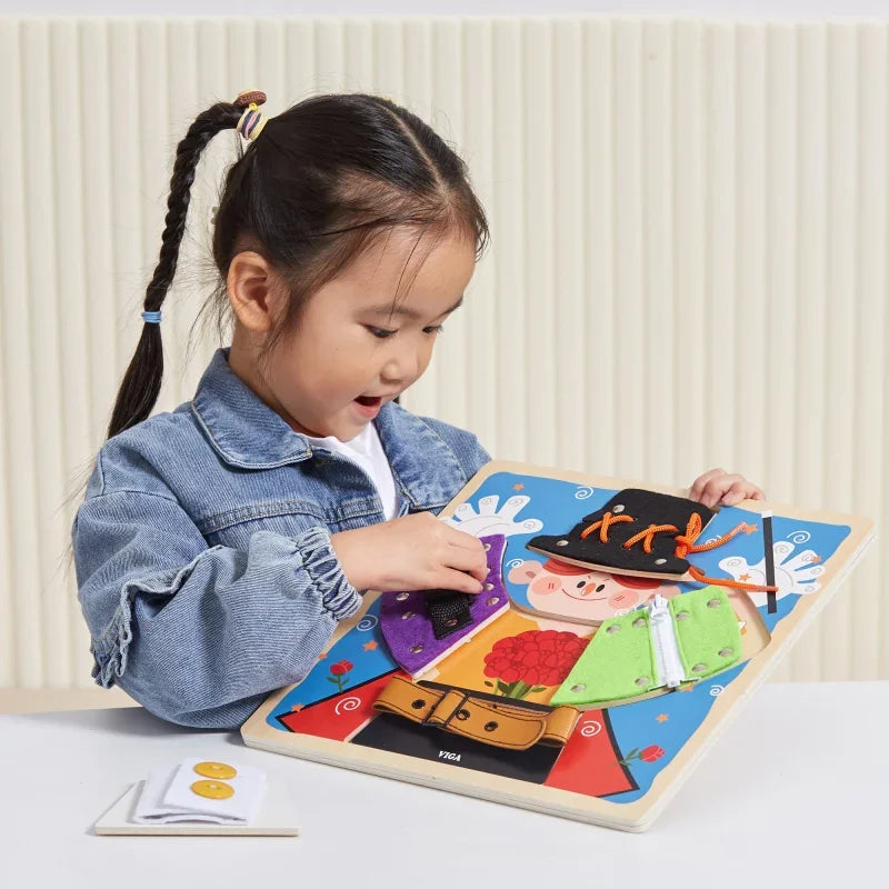 VIGA tablica Montessori z klamrami do nauki samodzielności - zabawki-dla-dziewczynki