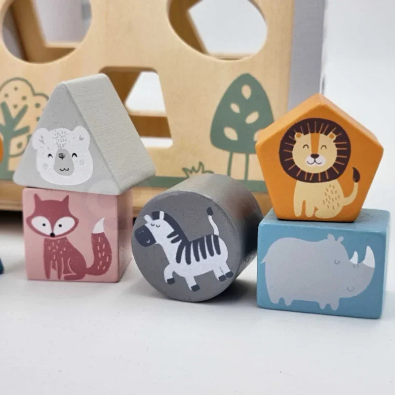 Viga PolarB Drewniany sorter z klockami piramida Układanka - zabawki-dla-dziewczynki