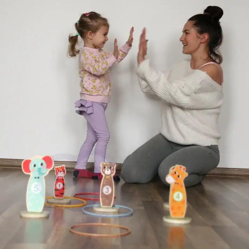 Drewniana gra zręcznościowa TOOKY TOY rzut do celu zwierzątka - zabawki-dla-dziewczynki