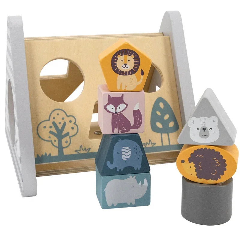 Viga PolarB Drewniany sorter z klockami piramida Układanka - zabawki-dla-dziewczynki