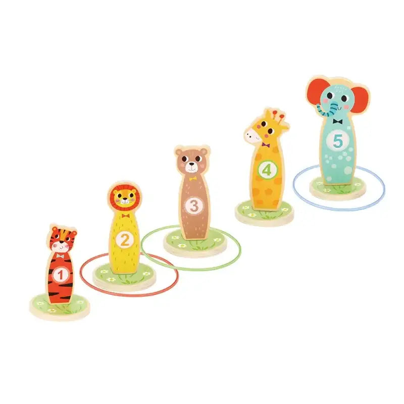 Zestaw TOOKY TOY drewniana gra zręcznościowa rzut do celu zwierzątka - zabawki-dla-dziewczynki