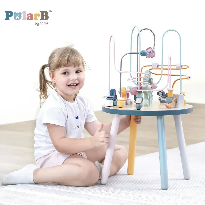 Zabawka Viga Toys Stolik Edukacyjny Manipulacyjny Przeplatanka rozwój motoryki - zabawki-dla-dziewczynki