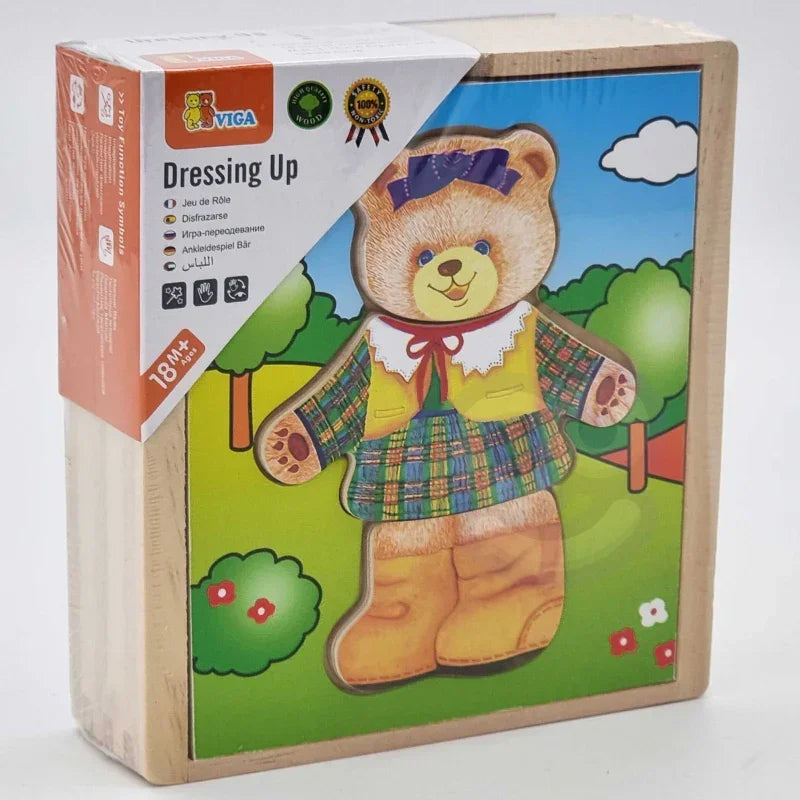 Viga Drewniane Puzzle Misia Ubierz Dziewczynkę - zabawki-dla-dziewczynki
