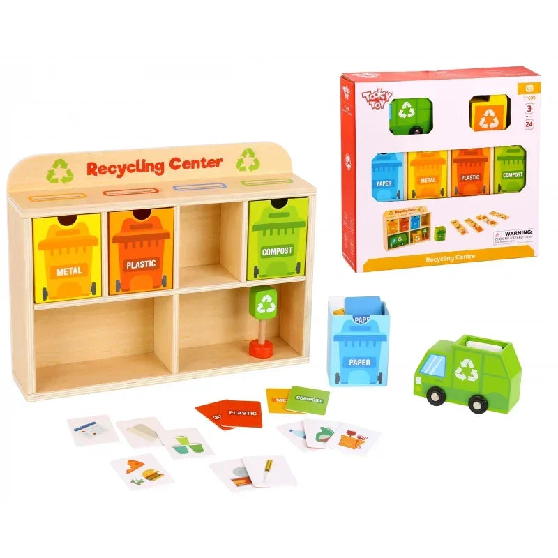 TOOKY TOY Drewniane Centrum Recyklingu Edukacyjny Sorter - zabawki-dla-dziewczynki